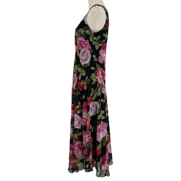 Another Thyme Womens Sleeveless Floral Chiffon Midi Dress Pullover Surplice 8 - Picture 7 of 12